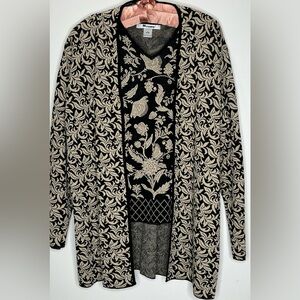 Nygard Collection Black and Hold Metallic Women's Sweater Set